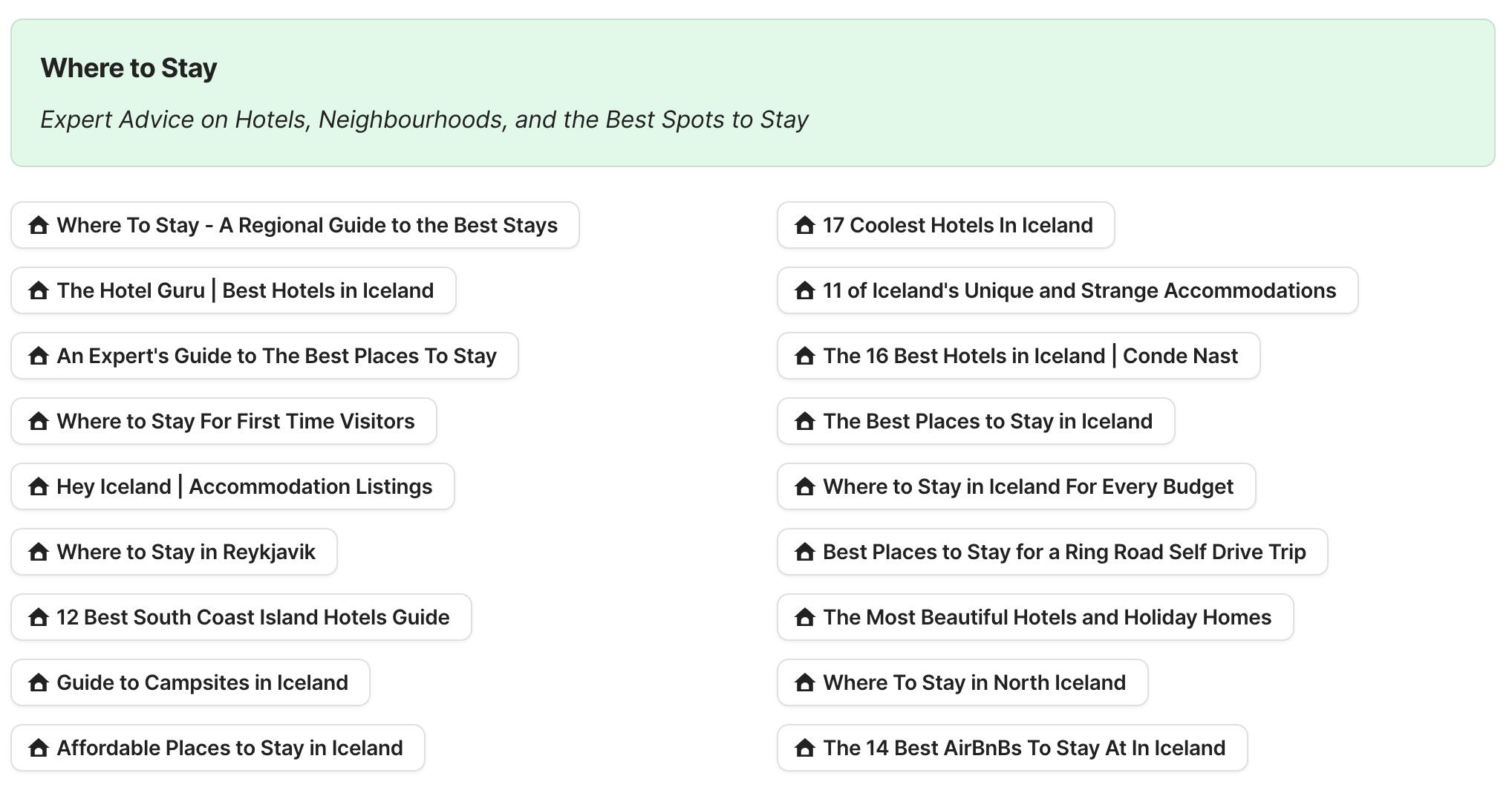 Where To Stay In Iceland Preview of Where to Stay in Iceland section in Iceland Travel Research by Feral Travel
