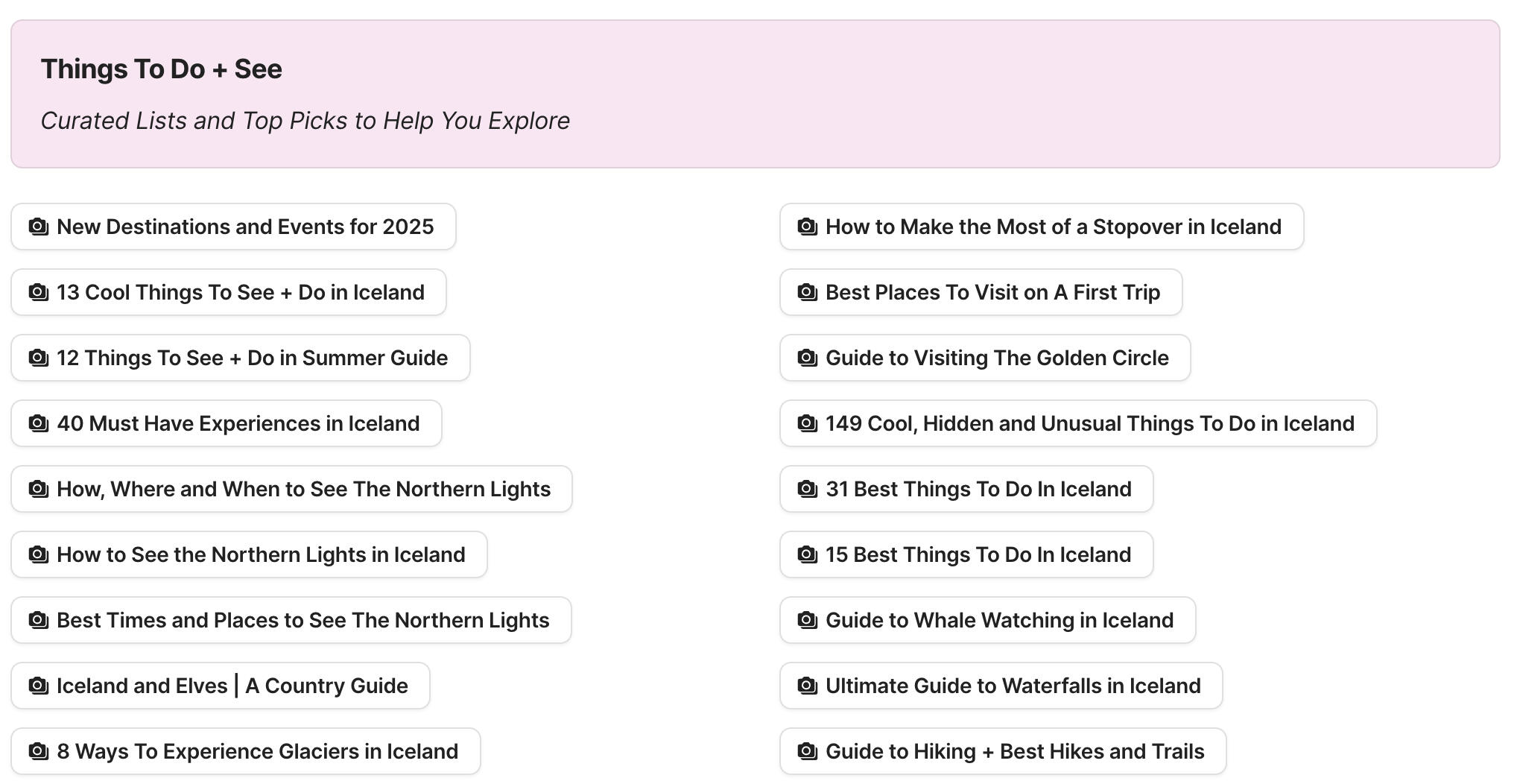 Things To Do In Iceland Preview of Things To Do In Iceland section in Iceland Travel Research by Feral Travel